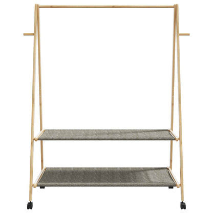 Kledingrek met schappen en wielen 132x45,5x155,5 cm bamboe