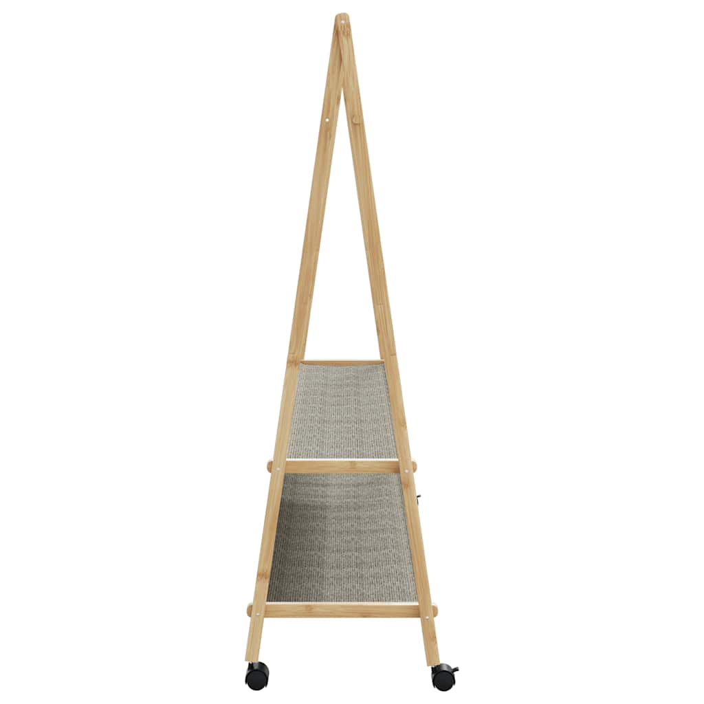 Kledingrek met schappen en wielen 132x45,5x155,5 cm bamboe