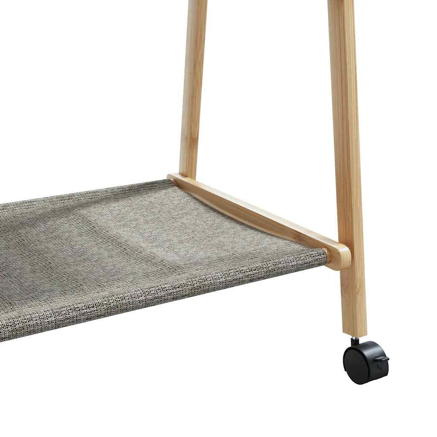 Kledingrek met schappen en wielen 132x45,5x155,5 cm bamboe