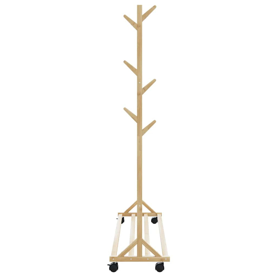 Kledingrek met haken en wielen 100x35x157 cm bamboe