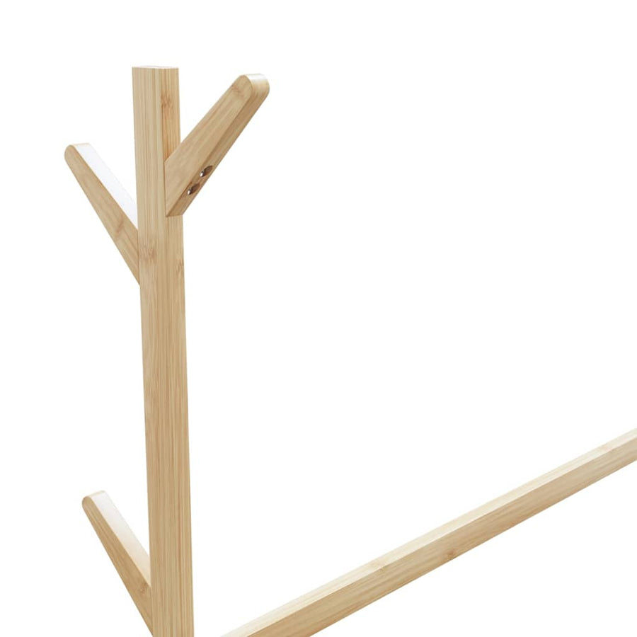 Kledingrek met haken en wielen 100x35x157 cm bamboe