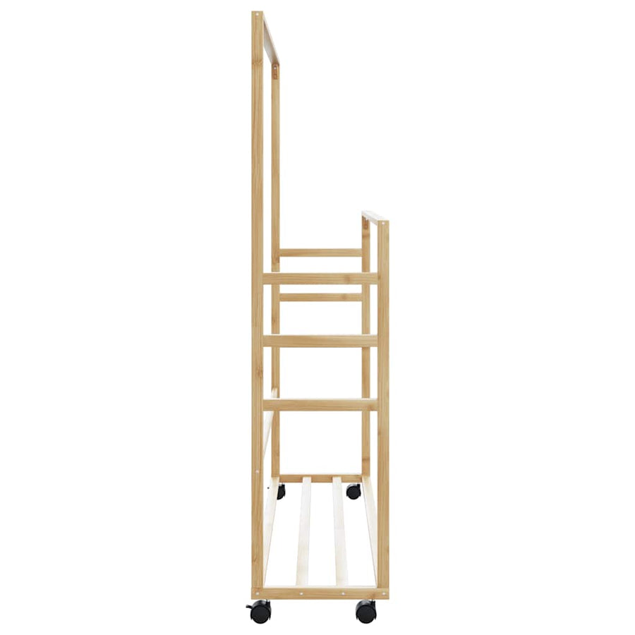 Kledingrek met schappen en wielen 90x35x155 cm bamboe