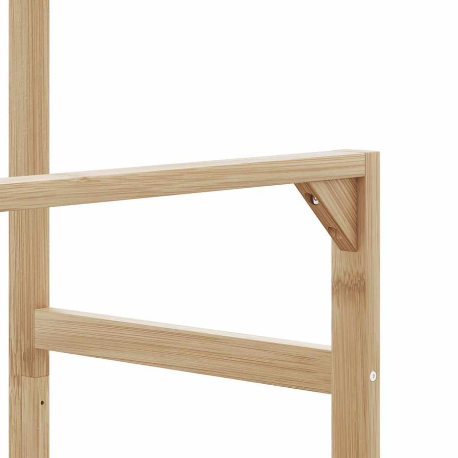 Kledingrek met schappen en wielen 90x35x155 cm bamboe