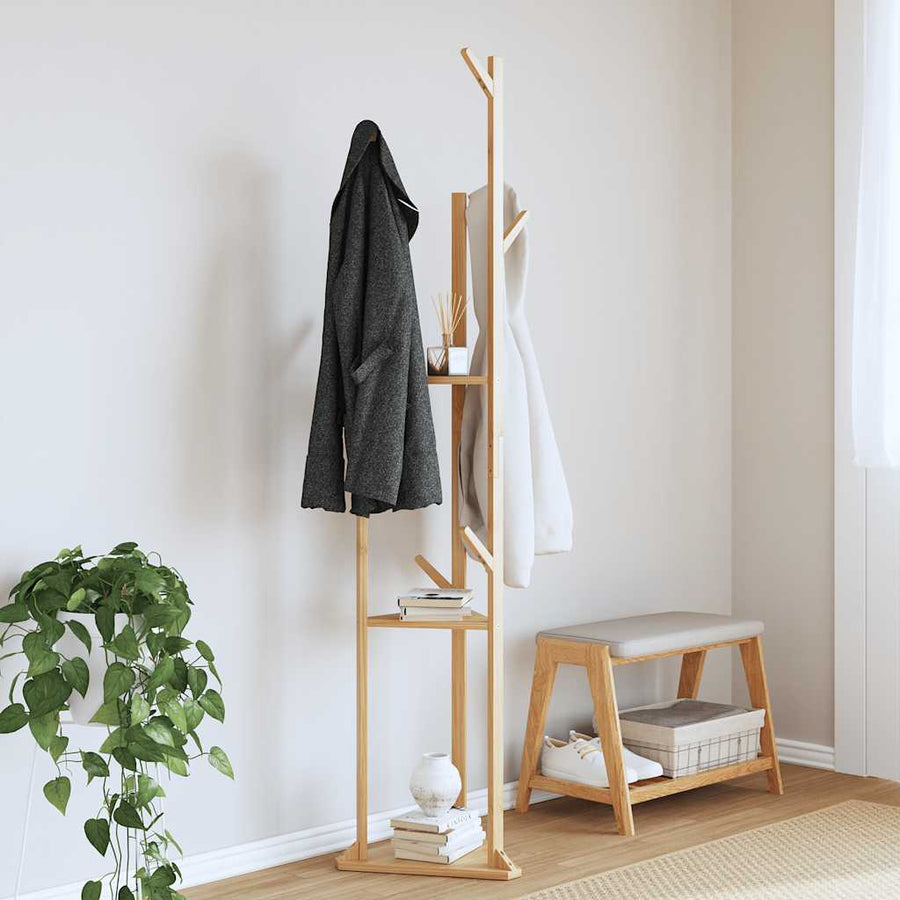 Kapstok Met Haken En Schappen 39X33X166 Cm Bamboe