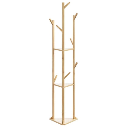 Kapstok Met Haken En Schappen 39X33X166 Cm Bamboe