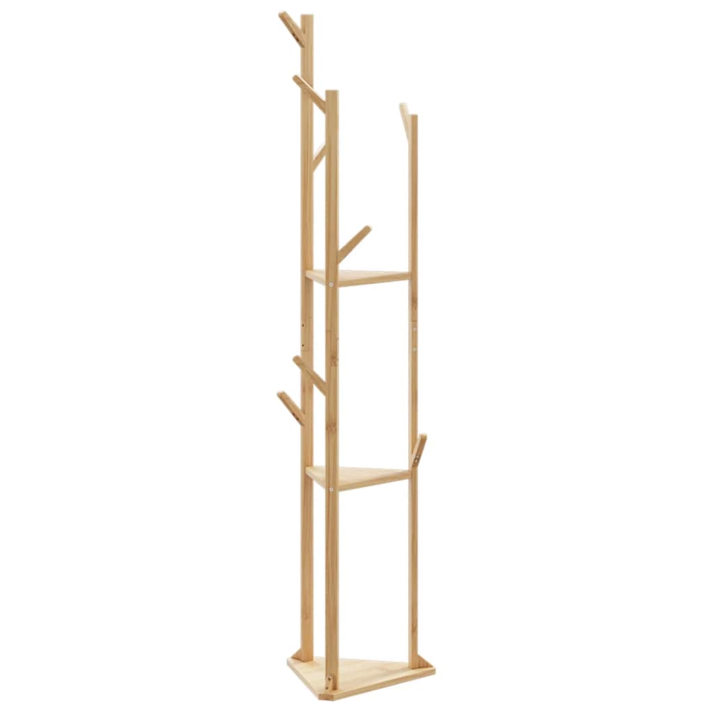 Kapstok Met Haken En Schappen 39X33X166 Cm Bamboe