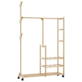 Kledingrek met schappen en wielen 100x38x175,5 cm bamboe