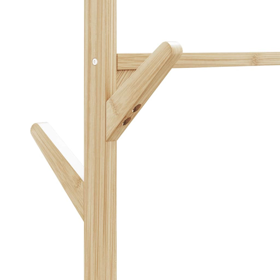 Kledingrek met schappen en wielen 100x38x175,5 cm bamboe