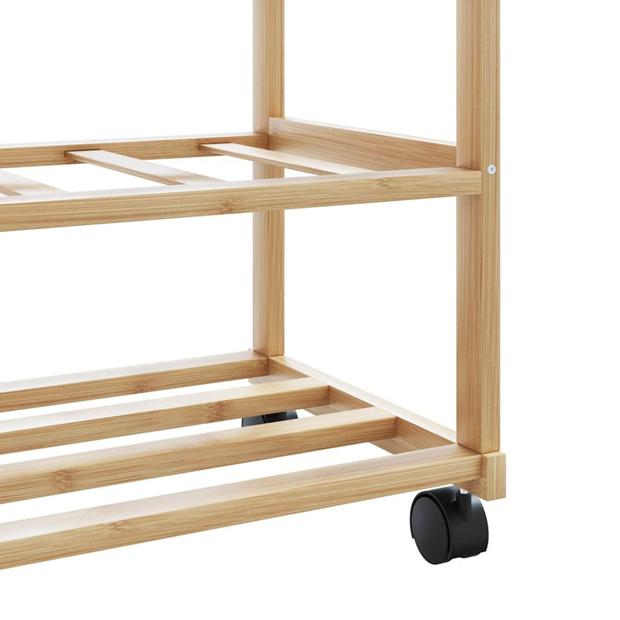 Kledingrek met schappen en wielen 100x38x175,5 cm bamboe