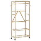 Clothing rack with shelves and wheels 90x40x179.5 cm bamboo