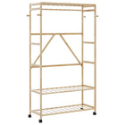 Clothes rack with shelves and wheels 110x40x180 cm bamboo