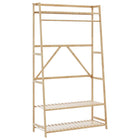 Kledingrek bamboe 110x40x180 cm met schappen