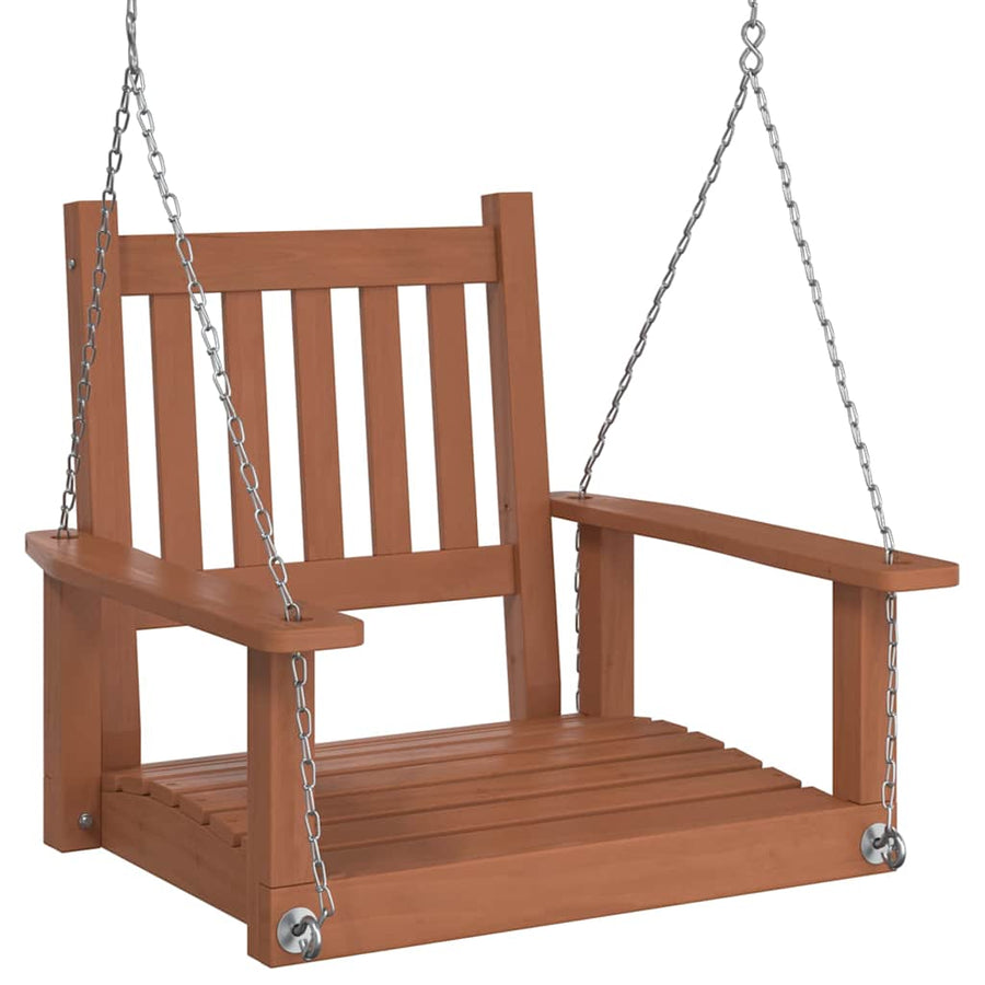 Tuinschommelstoel Met Metalen Kettingen Massief Vurenhout 73.5 x 65 x 63 cm Bruin