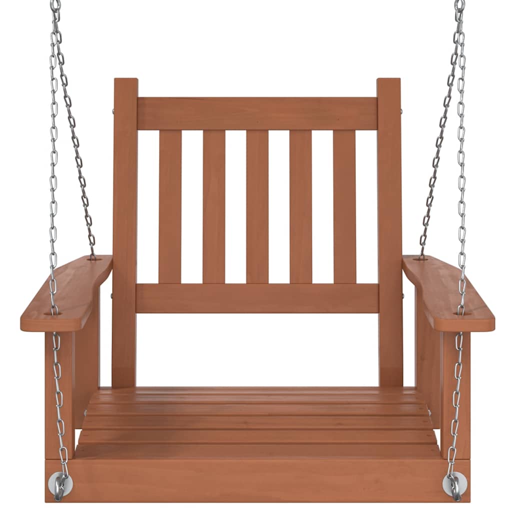 Tuinschommelstoel Met Metalen Kettingen Massief Vurenhout 73.5 x 65 x 63 cm Bruin