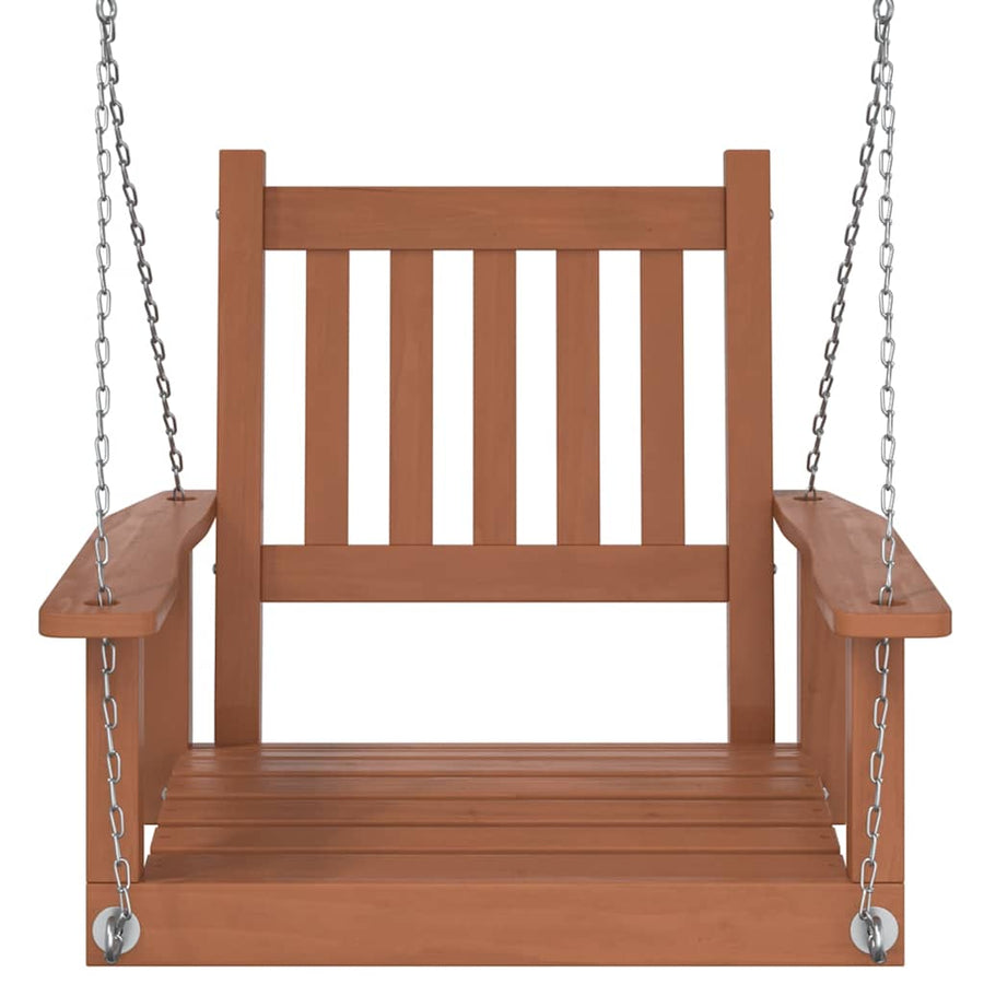 Tuinschommelstoel Met Metalen Kettingen Massief Vurenhout 73.5 x 65 x 63 cm Bruin