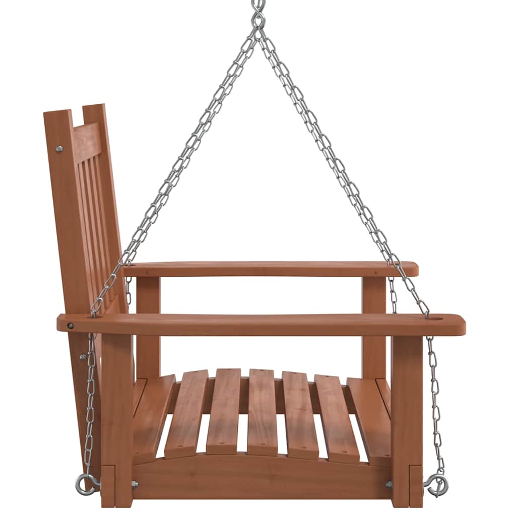 Tuinschommelstoel Met Metalen Kettingen Massief Vurenhout 73.5 x 65 x 63 cm Bruin