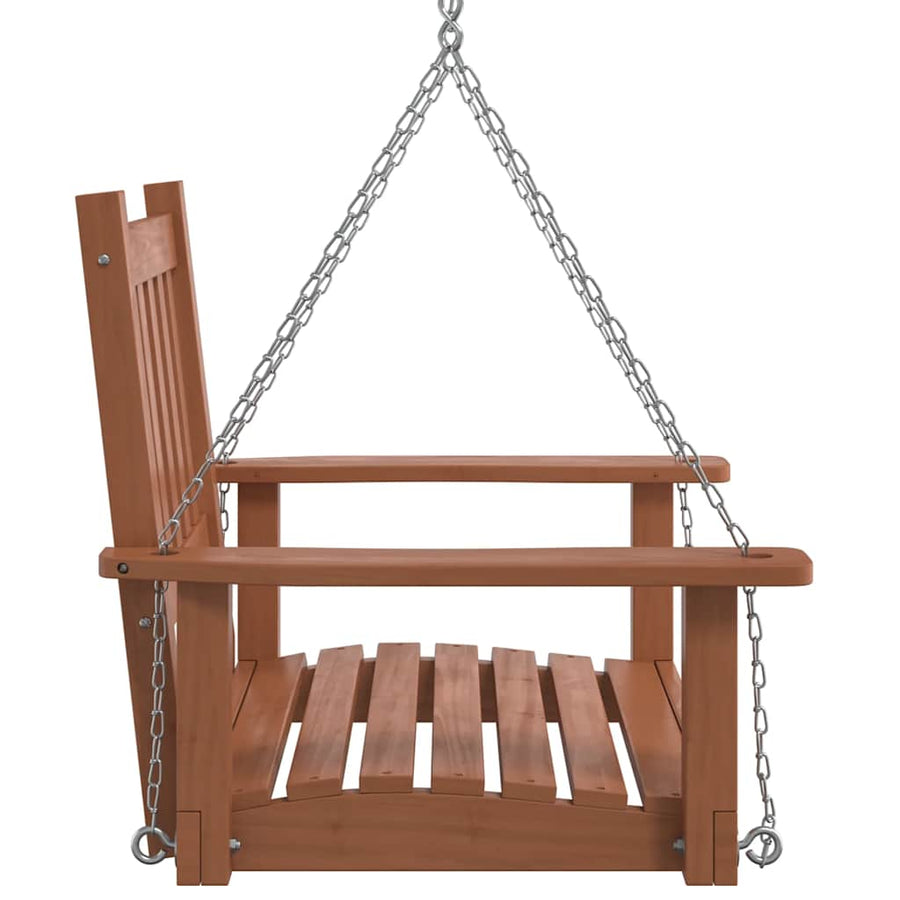 Tuinschommelstoel Met Metalen Kettingen Massief Vurenhout 73.5 x 65 x 63 cm Bruin
