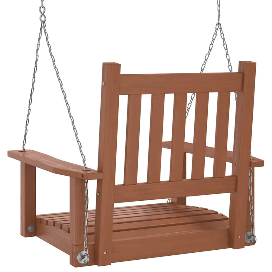 Tuinschommelstoel Met Metalen Kettingen Massief Vurenhout 73.5 x 65 x 63 cm Bruin