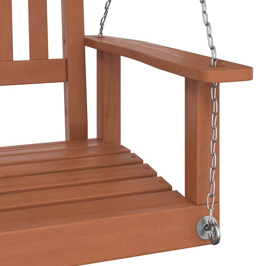 Tuinschommelstoel Met Metalen Kettingen Massief Vurenhout 73.5 x 65 x 63 cm Bruin