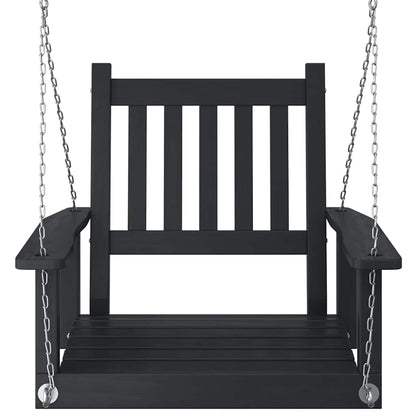 Tuinschommelstoel Met Metalen Kettingen Massief Vurenhout 73.5 x 65 x 63 cm Zwart