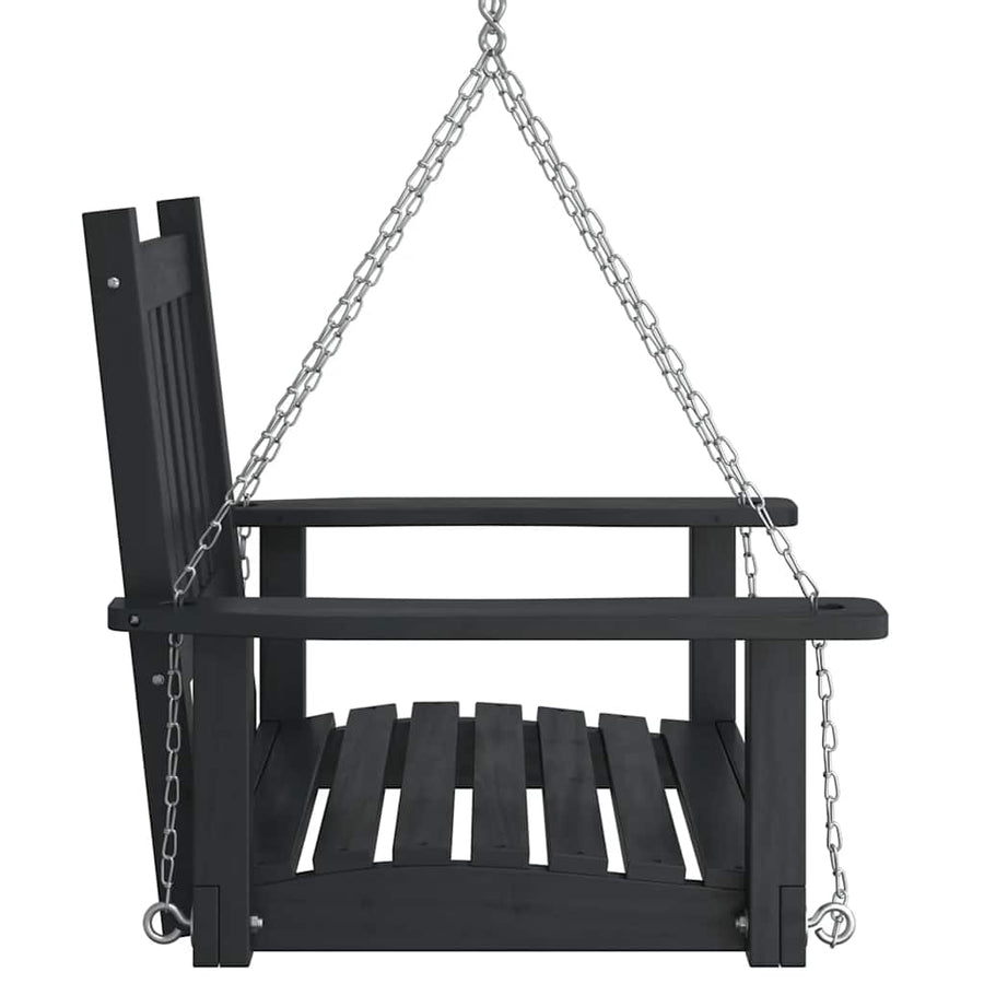 Tuinschommelstoel Met Metalen Kettingen Massief Vurenhout 73.5 x 65 x 63 cm Zwart
