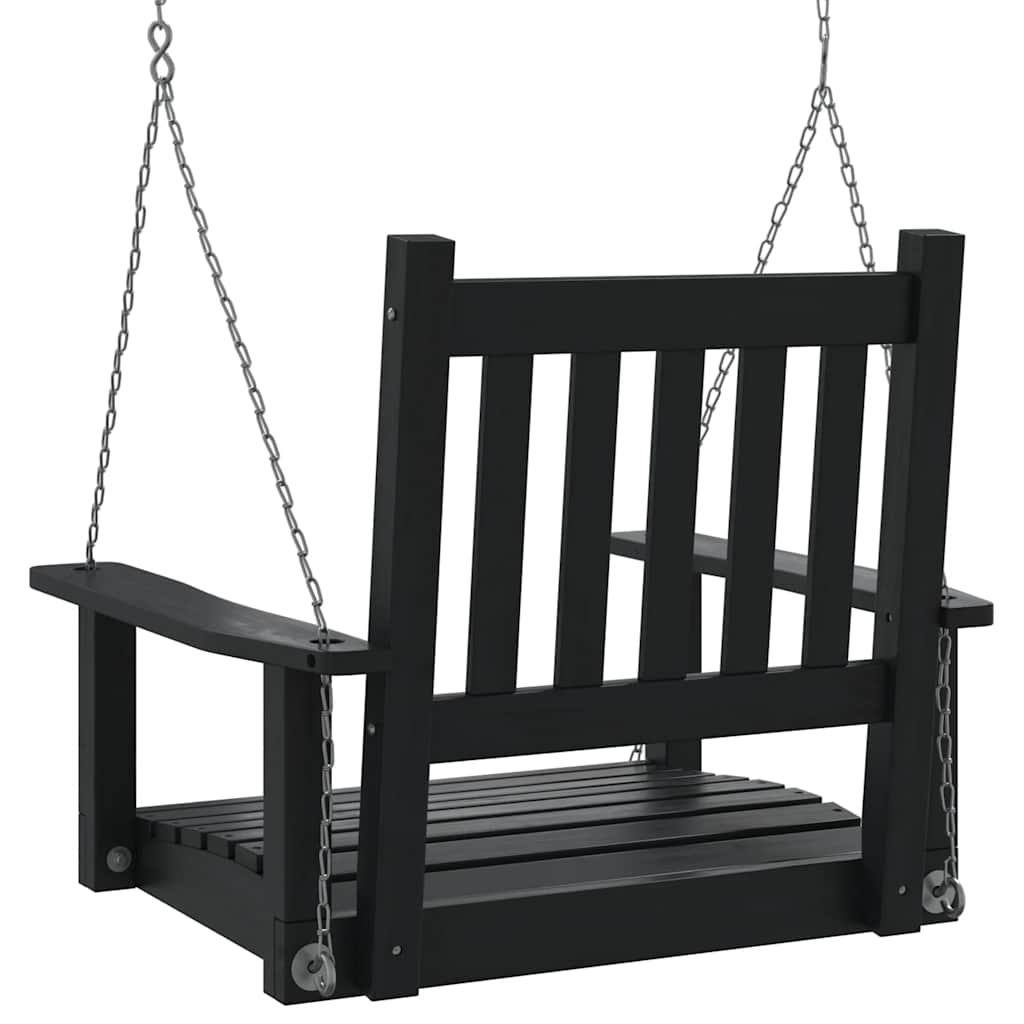 Tuinschommelstoel Met Metalen Kettingen Massief Vurenhout 73.5 x 65 x 63 cm Zwart
