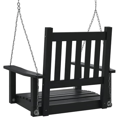 Tuinschommelstoel Met Metalen Kettingen Massief Vurenhout 73.5 x 65 x 63 cm Zwart