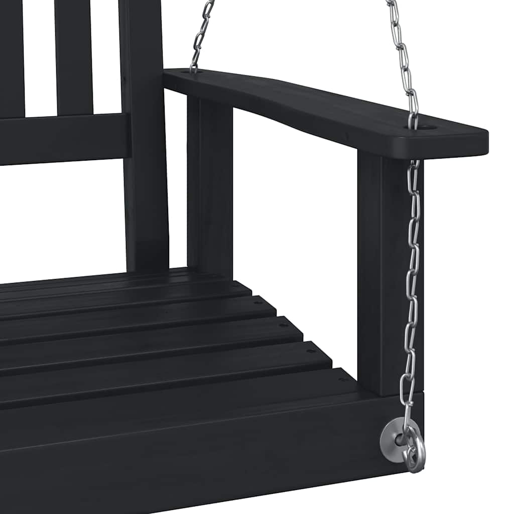 Tuinschommelstoel Met Metalen Kettingen Massief Vurenhout 73.5 x 65 x 63 cm Zwart