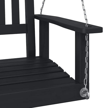 Tuinschommelstoel Met Metalen Kettingen Massief Vurenhout 73.5 x 65 x 63 cm Zwart