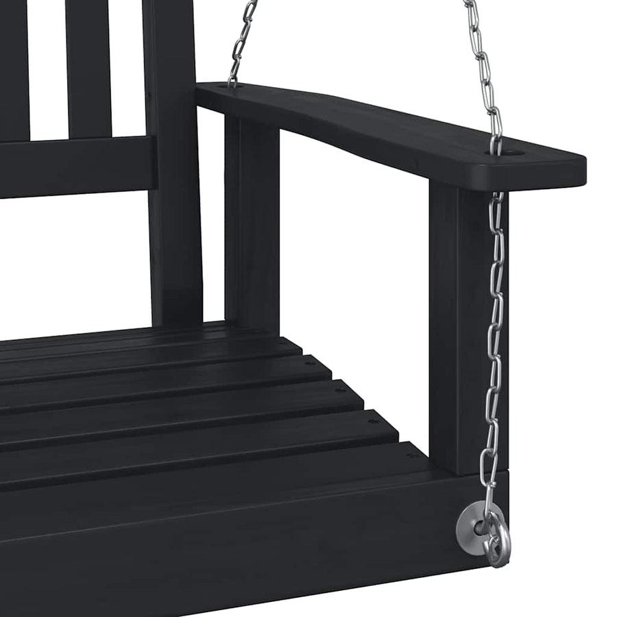 Tuinschommelstoel Met Metalen Kettingen Massief Vurenhout 73.5 x 65 x 63 cm Zwart