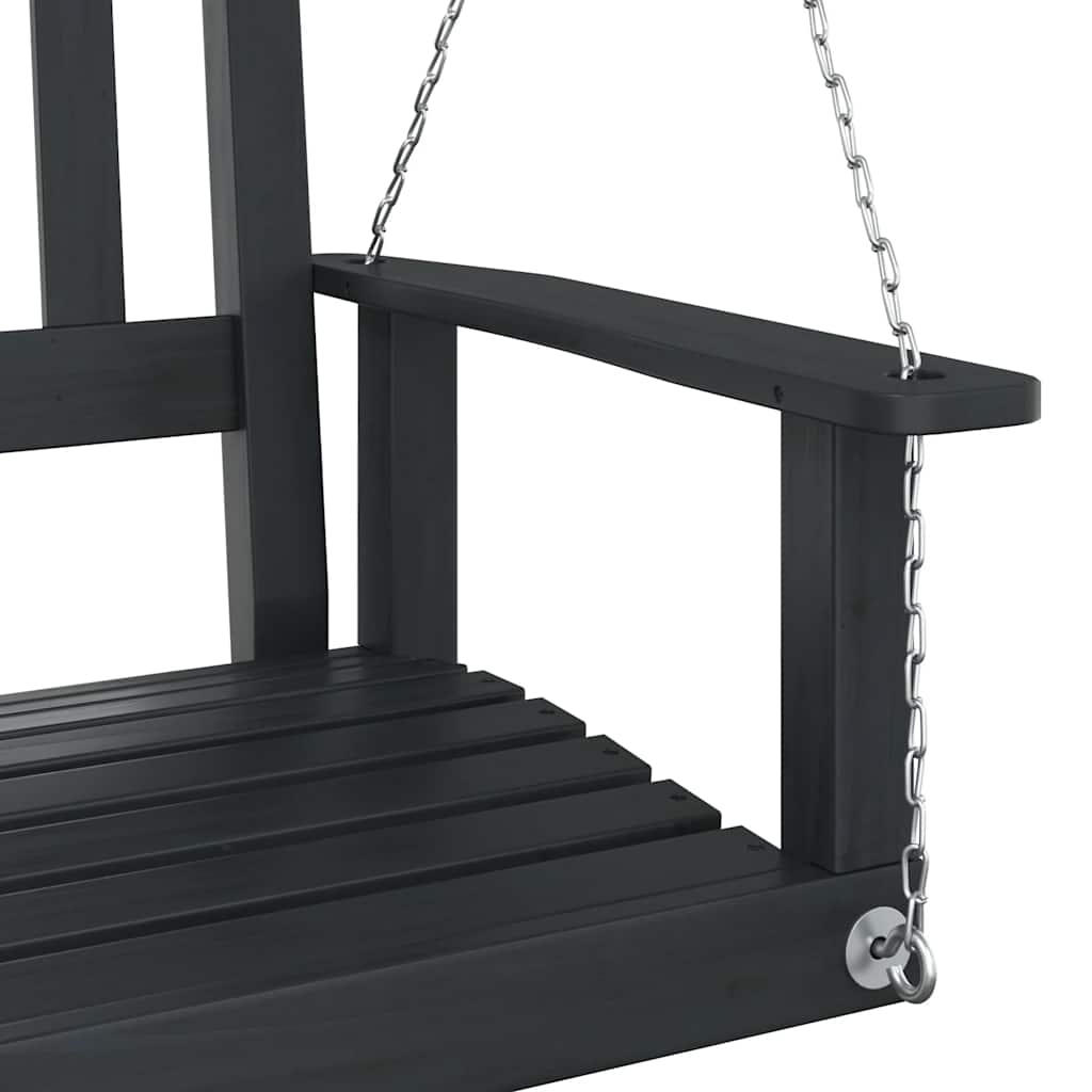Tuinschommelbank Met Metalen Kettingen Massief Vurenhout Zwart