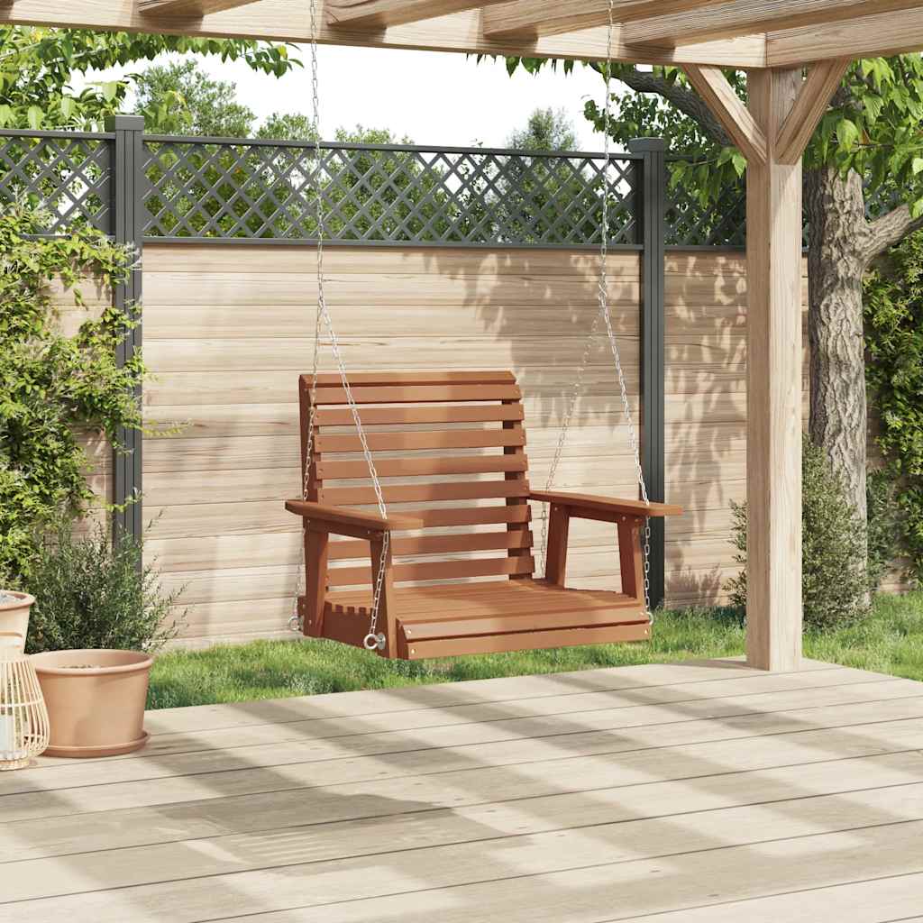 Tuinschommelstoel Met Metalen Kettingen Massief Vurenhout 72 x 63 x 56 cm Bruin