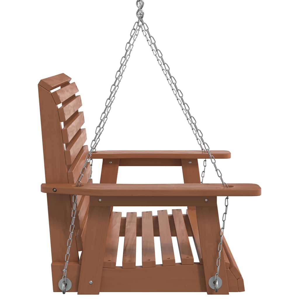 Tuinschommelstoel Met Metalen Kettingen Massief Vurenhout 72 x 63 x 56 cm Bruin