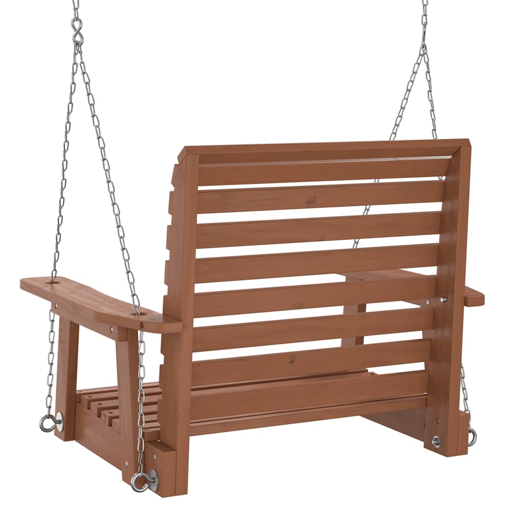 Tuinschommelstoel Met Metalen Kettingen Massief Vurenhout 72 x 63 x 56 cm Bruin