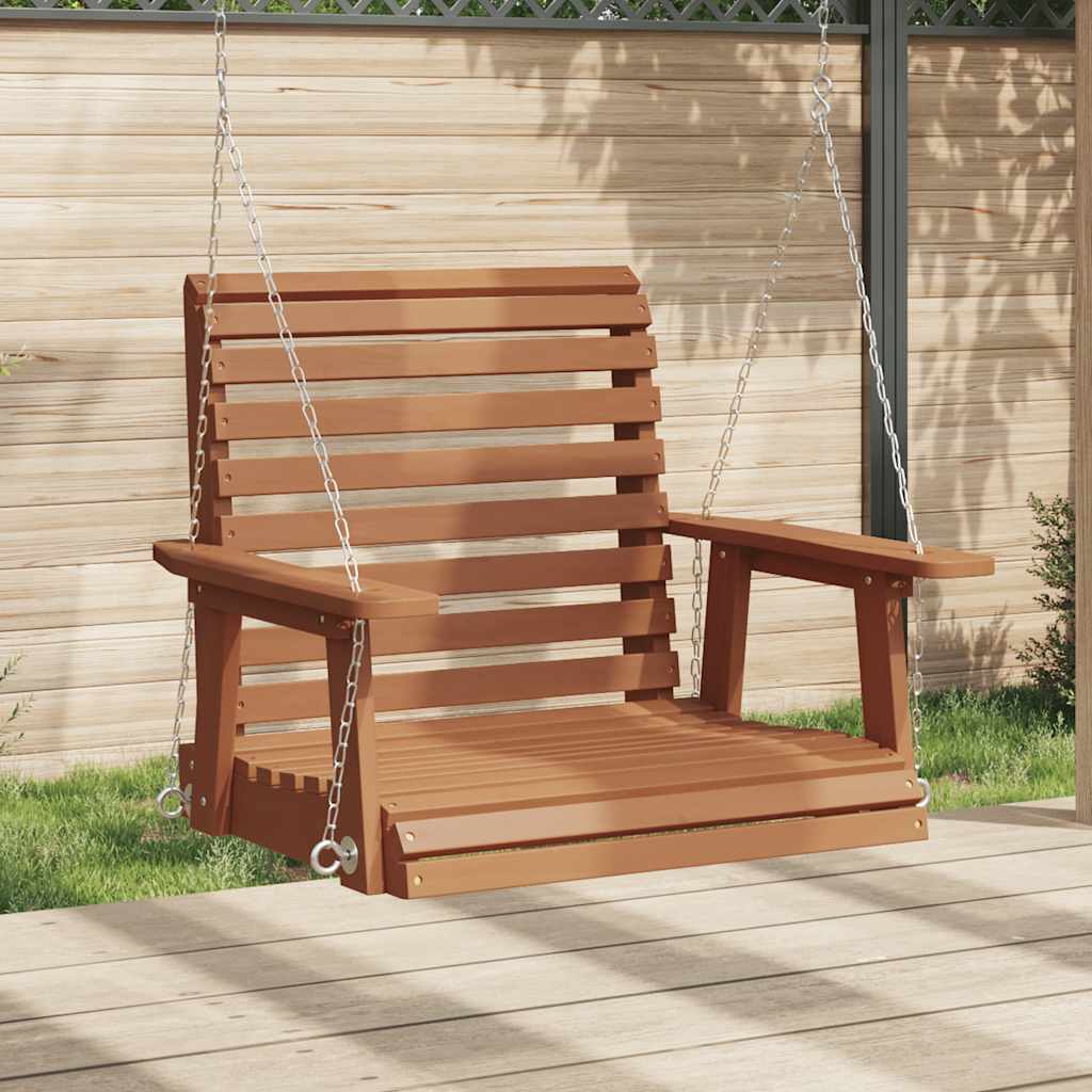 Tuinschommelstoel Met Metalen Kettingen Massief Vurenhout 72 x 63 x 56 cm Bruin