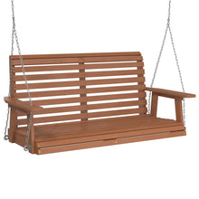Tuinschommelbank Met Metalen Kettingen Massief Vurenhout 122.5 x 63 x 56 cm Bruin