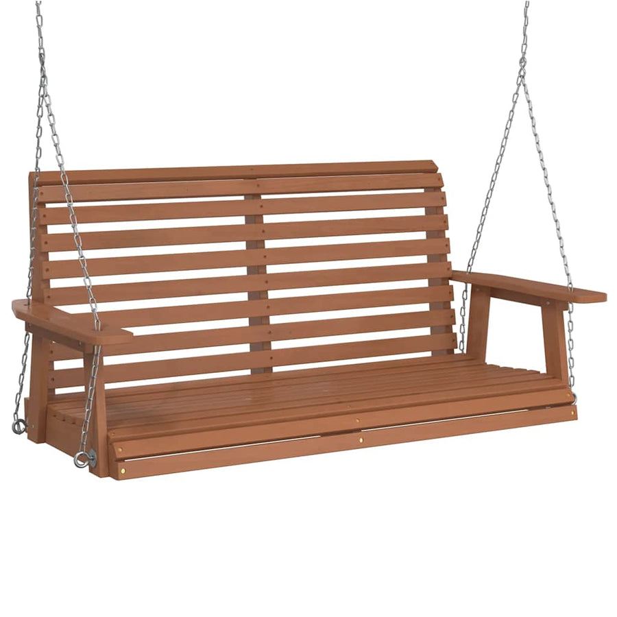 Tuinschommelbank Met Metalen Kettingen Massief Vurenhout 122.5 x 63 x 56 cm Bruin