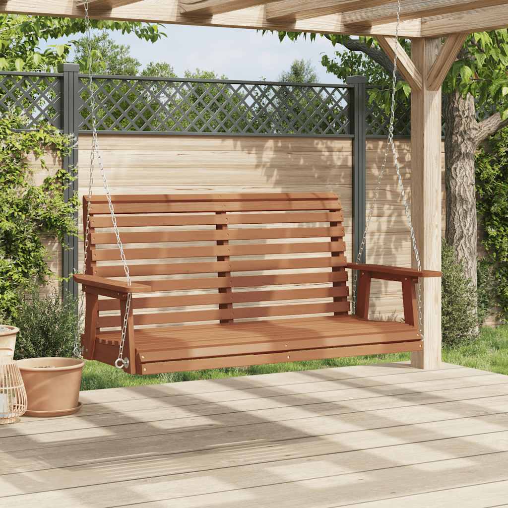 Tuinschommelbank Met Metalen Kettingen Massief Vurenhout 122.5 x 63 x 56 cm Bruin