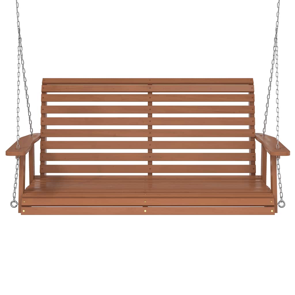 Tuinschommelbank Met Metalen Kettingen Massief Vurenhout 122.5 x 63 x 56 cm Bruin