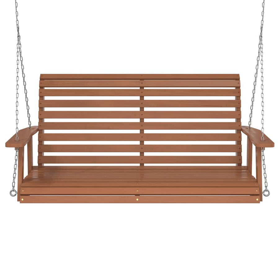 Tuinschommelbank Met Metalen Kettingen Massief Vurenhout 122.5 x 63 x 56 cm Bruin