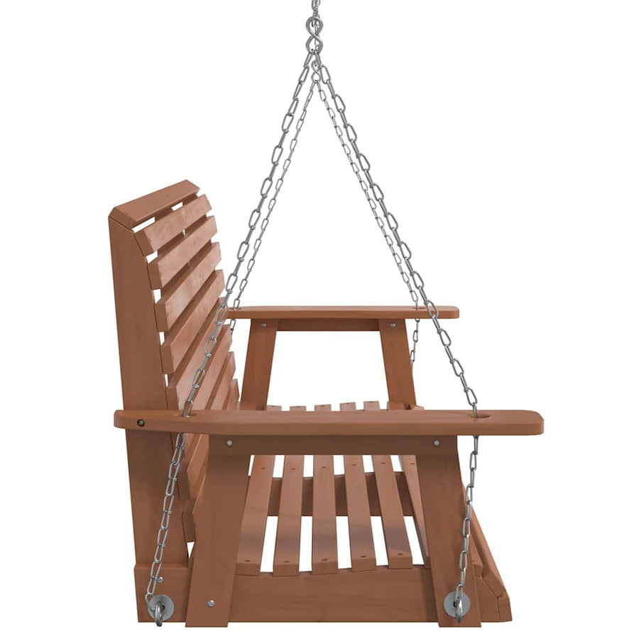 Tuinschommelbank Met Metalen Kettingen Massief Vurenhout 122.5 x 63 x 56 cm Bruin