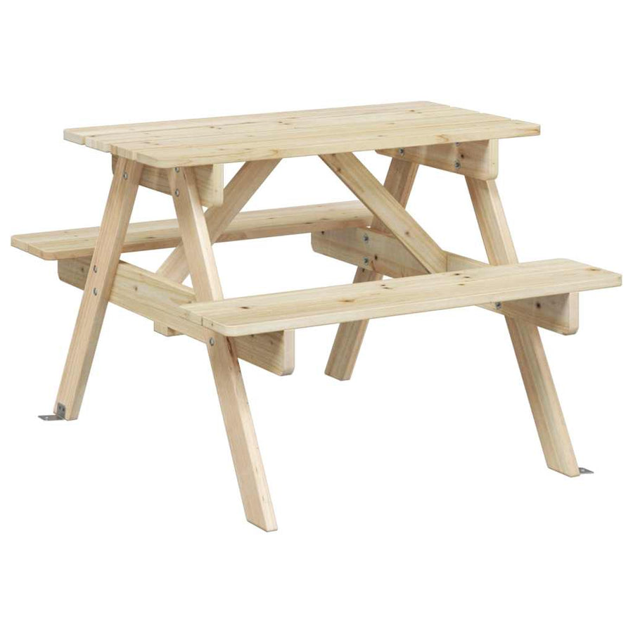 Picknicktafel Voor 4 Kinderen Met Parasolgat Massief Vurenhout Naturel