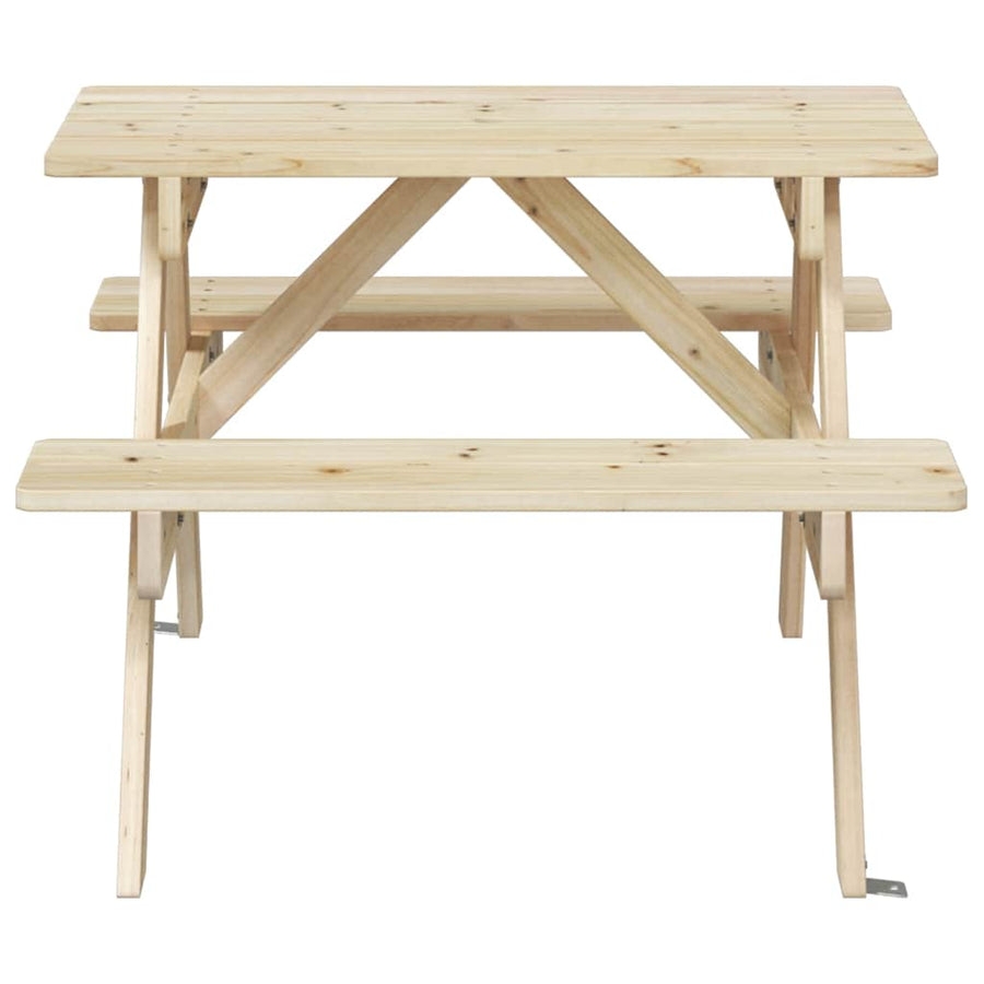 Picknicktafel Voor 4 Kinderen Met Parasolgat Massief Vurenhout Naturel