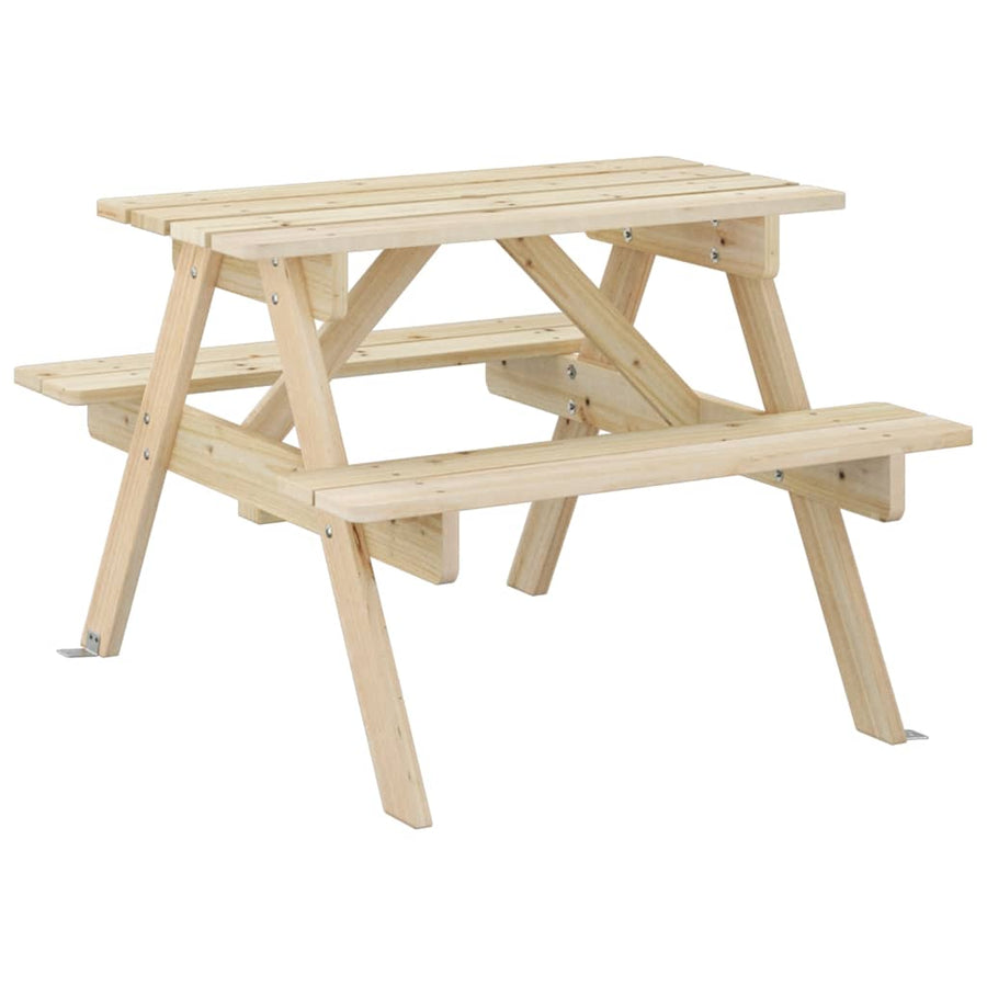 Picknicktafel Voor 4 Kinderen Met Parasolgat Massief Vurenhout Naturel