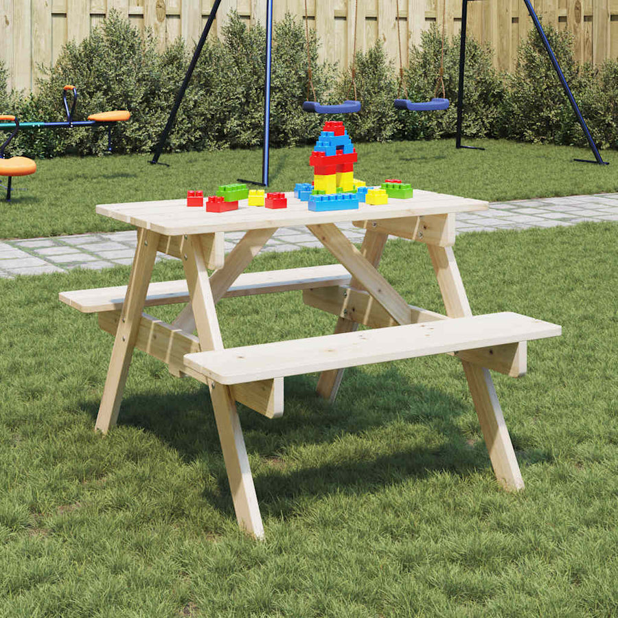 Picknicktafel Voor 4 Kinderen Met Parasolgat Massief Vurenhout Naturel