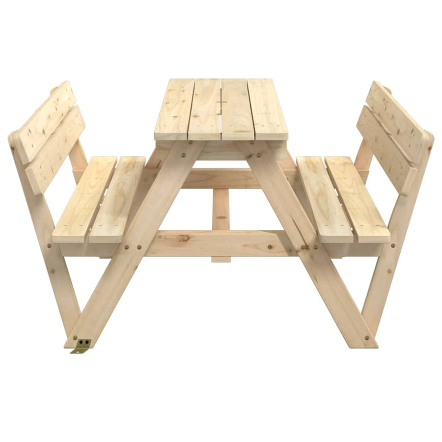 Picknicktafel Voor 4 Kinderen Met Parasolgat Massief Vurenhout Naturel