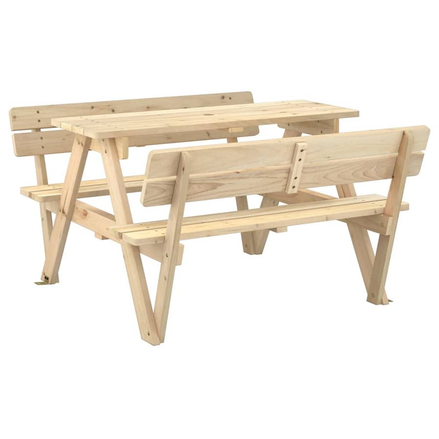 Picknicktafel Voor 4 Kinderen Met Parasolgat Massief Vurenhout Naturel