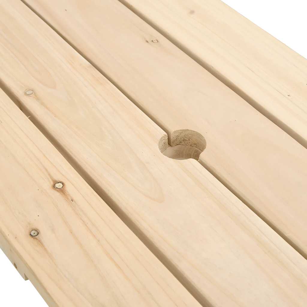 Picknicktafel Voor 4 Kinderen Met Parasolgat Massief Vurenhout Naturel