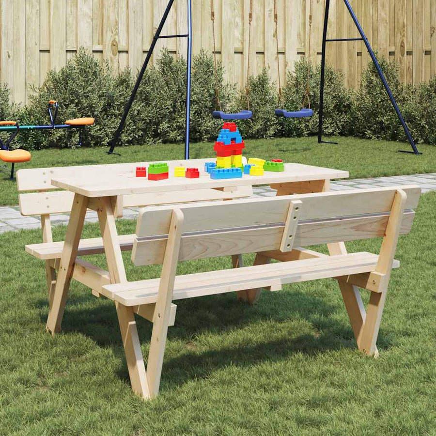 Picknicktafel Voor 4 Kinderen Met Parasolgat Massief Vurenhout Naturel
