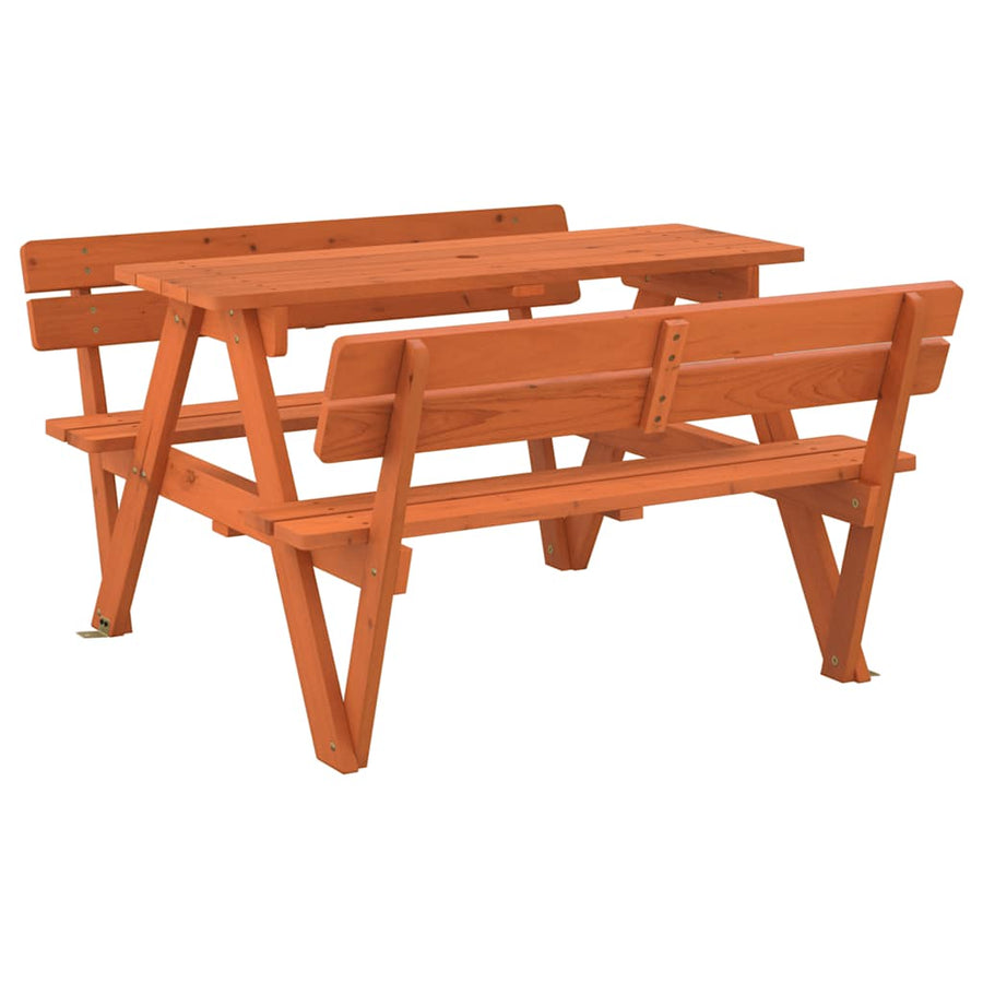 Picknicktafel Voor 4 Kinderen Met Parasolgat Massief Vurenhout Donkerbruin